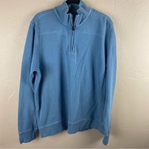Eddie Bauer Blue Quarter Zip Pullover Men’s Sweater Size Large Cotton